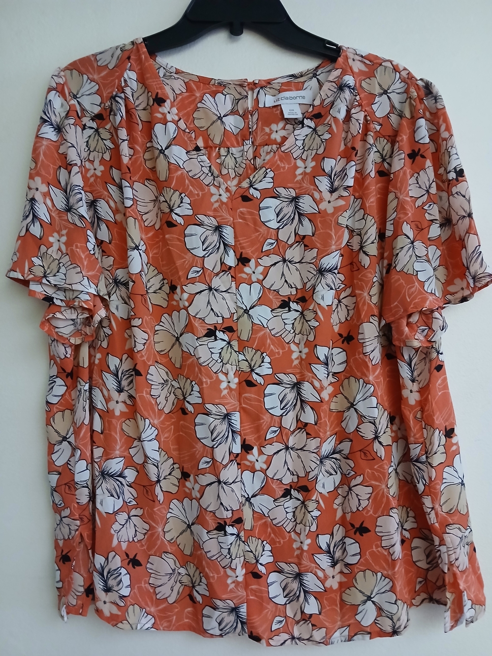Liz Claiborne Floral Ruffle Sleeve Blouse Multicolor Size OX Casual $18